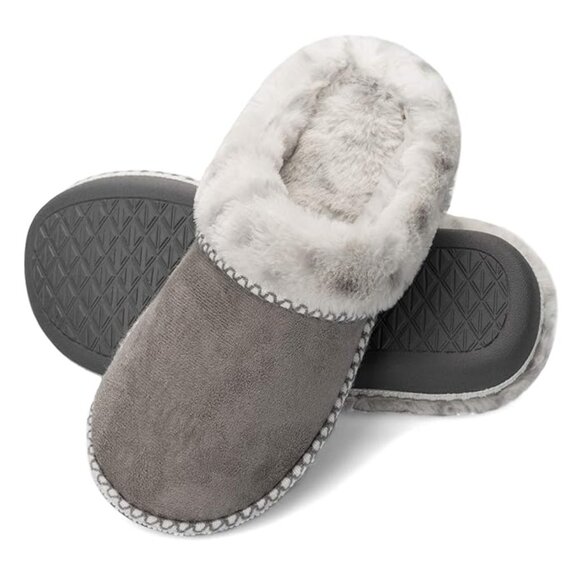 WFL Womens House Blue Fleece Slippers,Soft Plush Anti-Skid Fuzzy Lining Size 8-9 - Picture 1 of 8